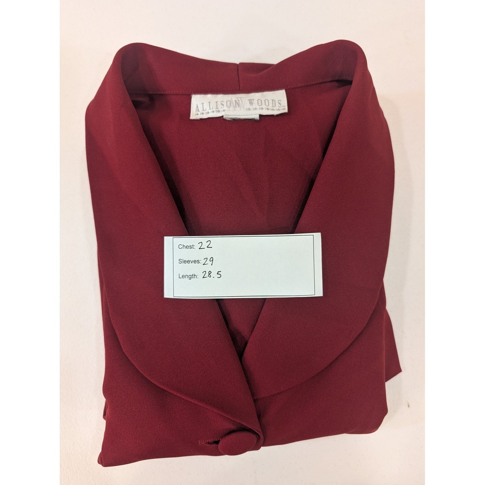 Burgundy Pant Suit Set Womens Size A6 Blazer Elastic Waist 2 Matching Skirts - Picture 15 of 15